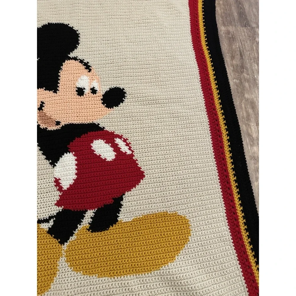 Handmade Crochet Mickey Mouse Throw Blanket Knit 44x50 Afghan Finished